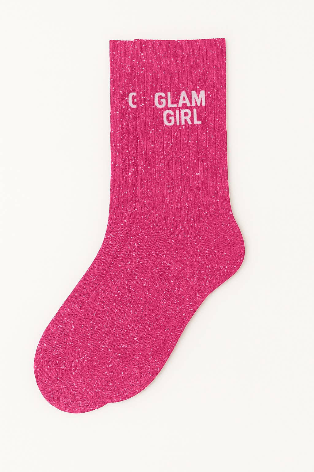 Chaussettes à Paillettes à Message "Glam Girl" - Fuchsia
