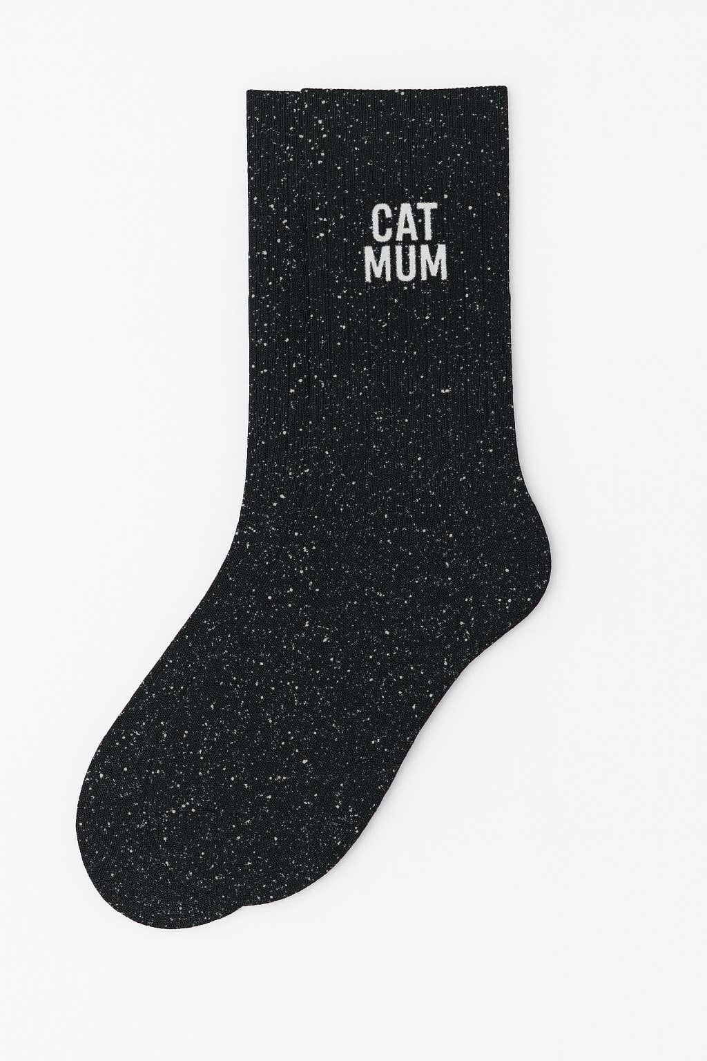 Chaussettes à Paillettes à Message "Cat Mum" - Noir
