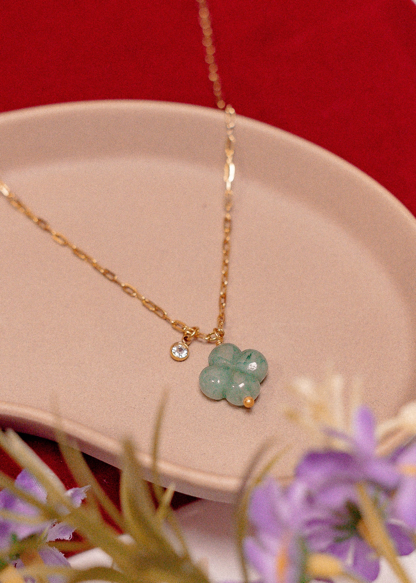 Collier & bracelet triple rangs Clover - Aventurine