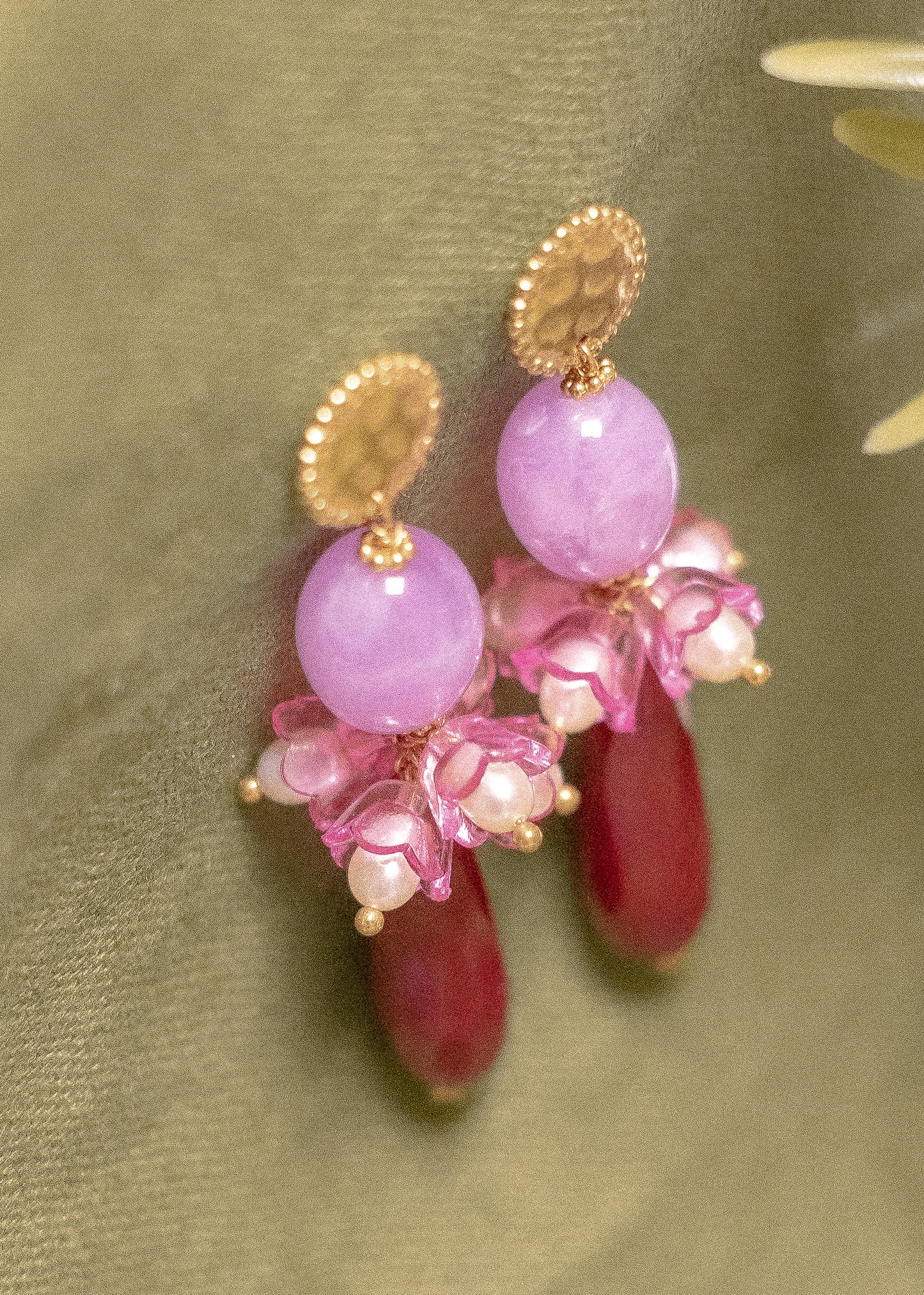 Boucles Azalée - Multi-pierres Bordeaux