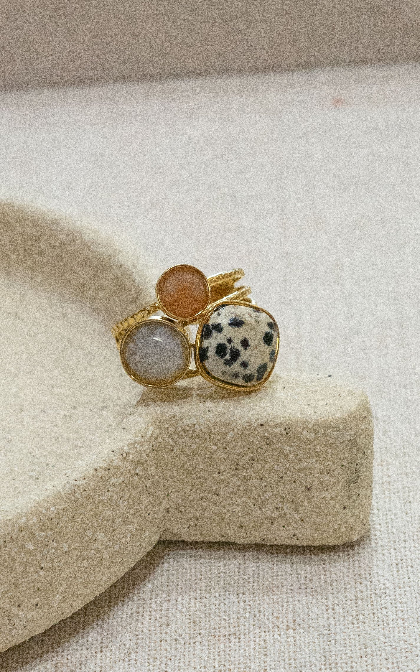 Bague Idriss - Jaspe dalmatien & Agate