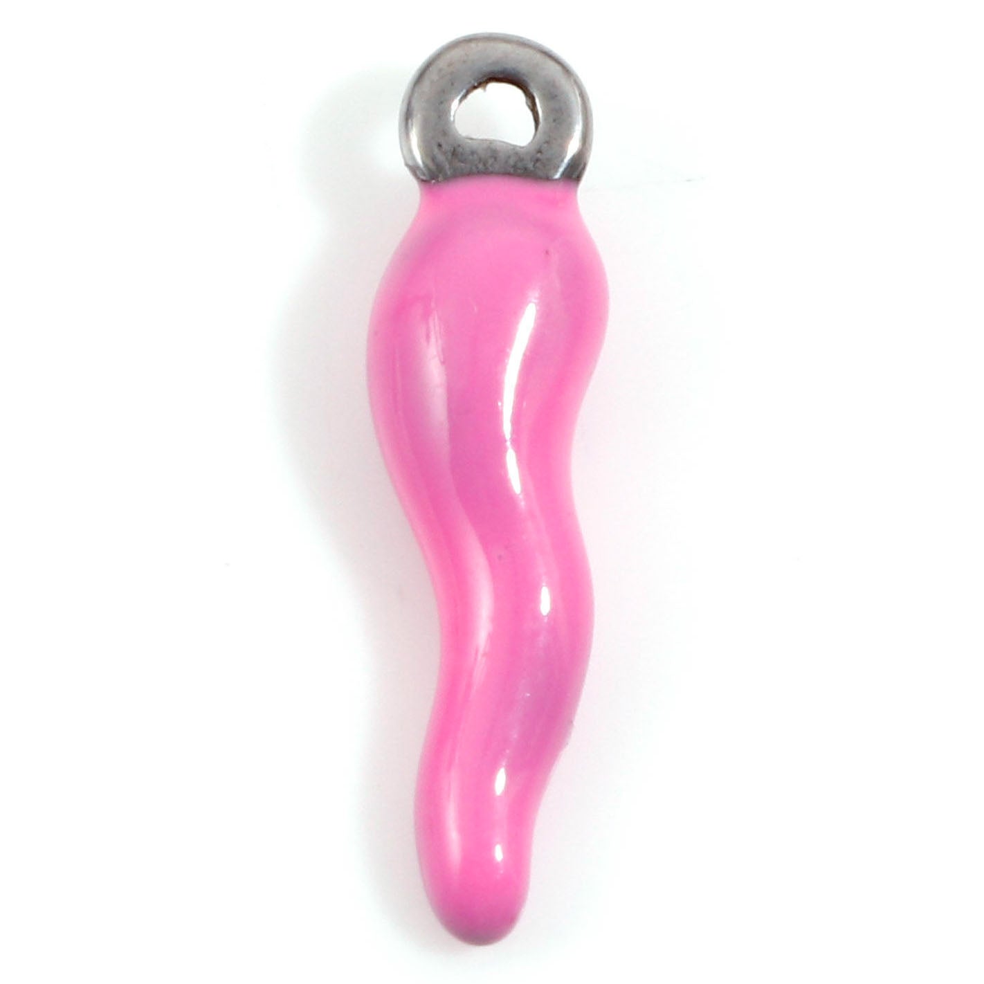 Charms Piment émail fuschia - Argent