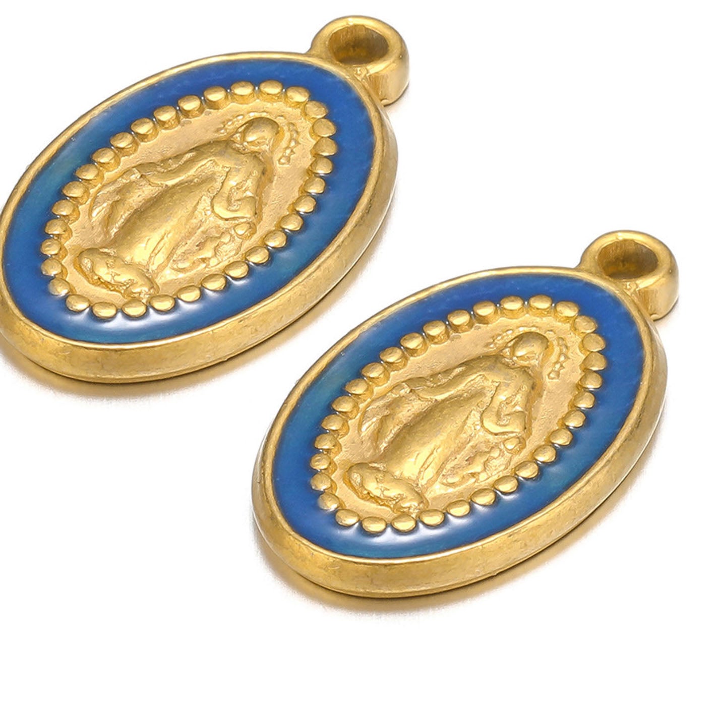 Charms Vierge Marie - Email Bleu