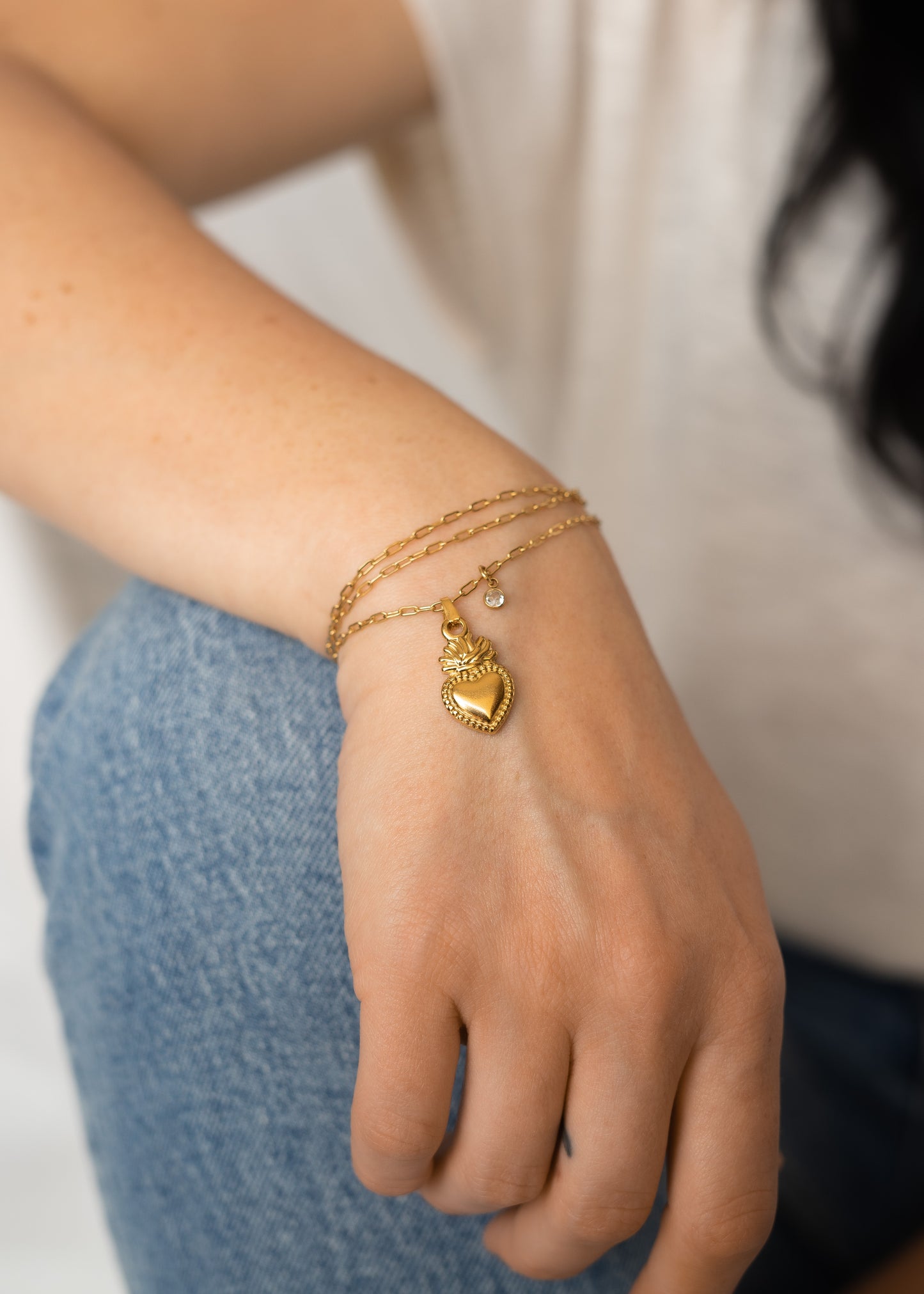 Collier & bracelet triple rangs Amore