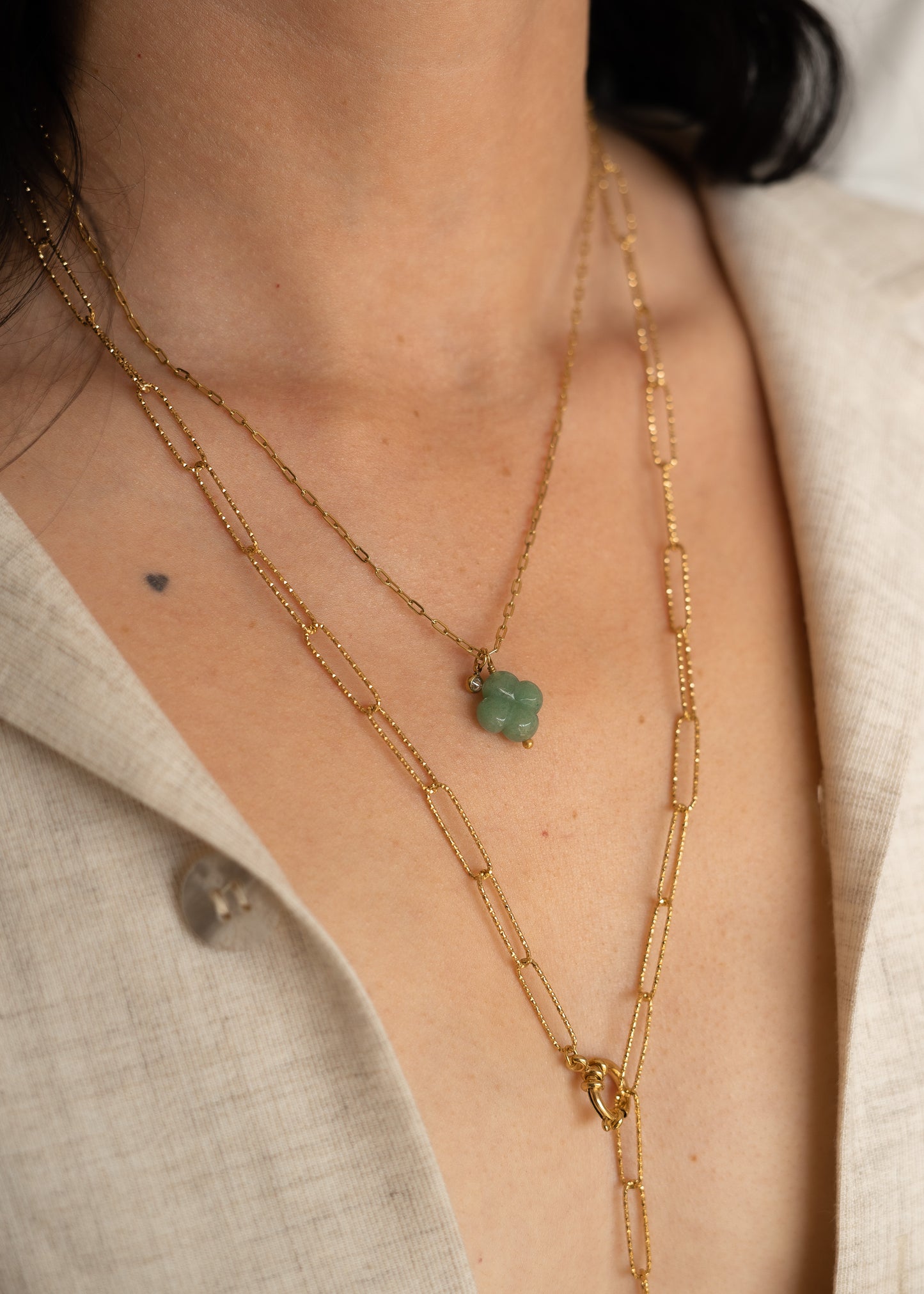Collier & bracelet triple rangs Clover - Aventurine