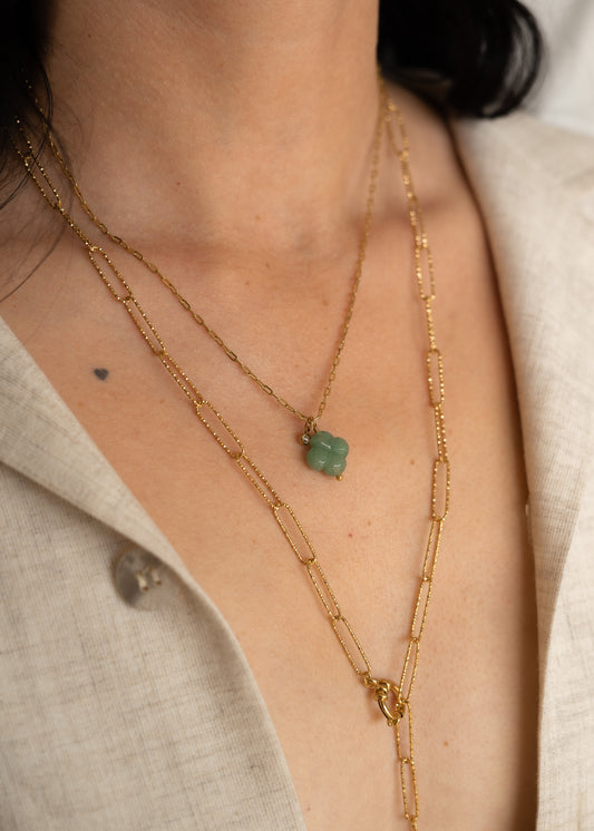 Collier & bracelet triple rangs Clover - Aventurine
