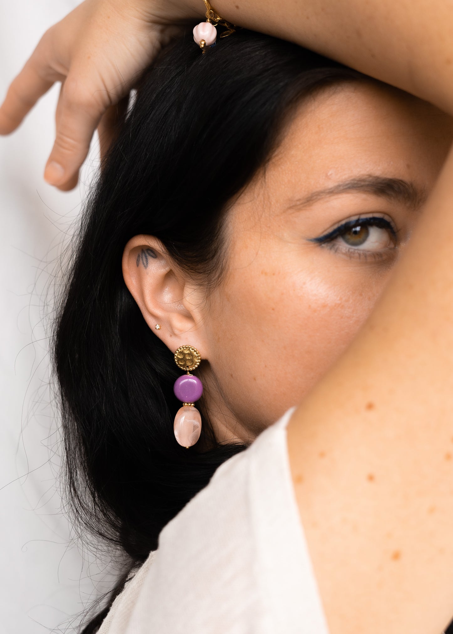 Boucles Mina - Pêche & Violet