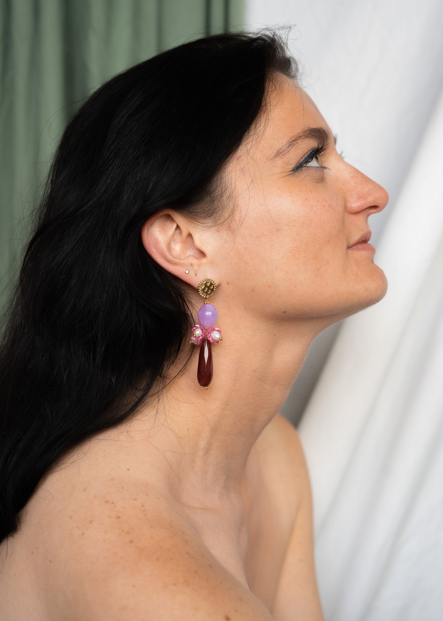 Boucles Azalée - Multi-pierres Bordeaux