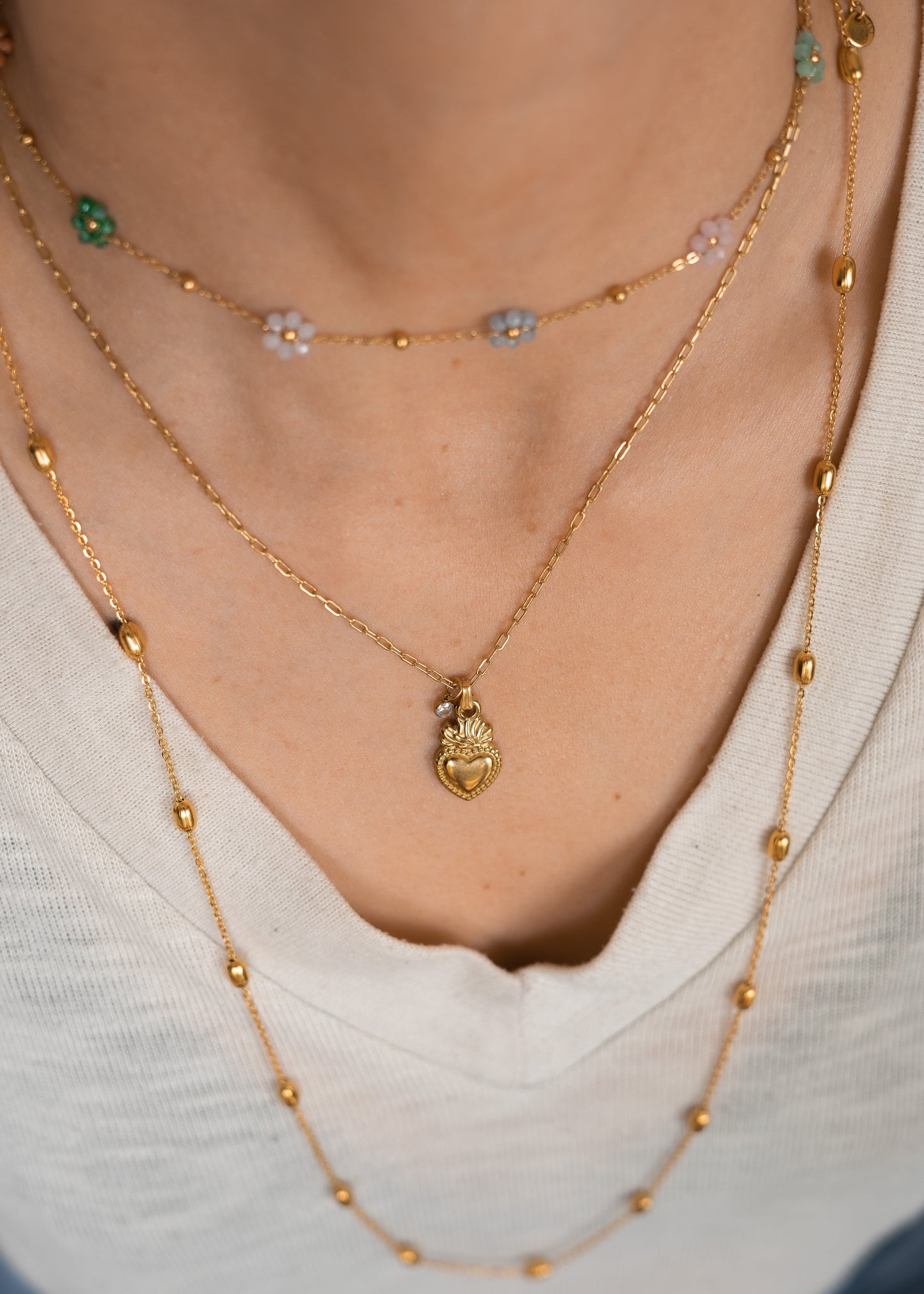 Collier & bracelet triple rangs Amore