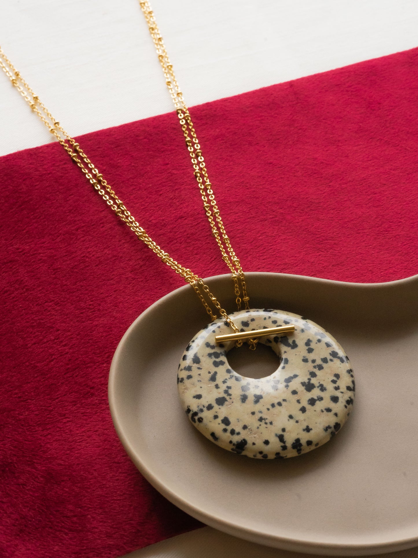 Collier sautoir Rowan - Jaspe dalmatien