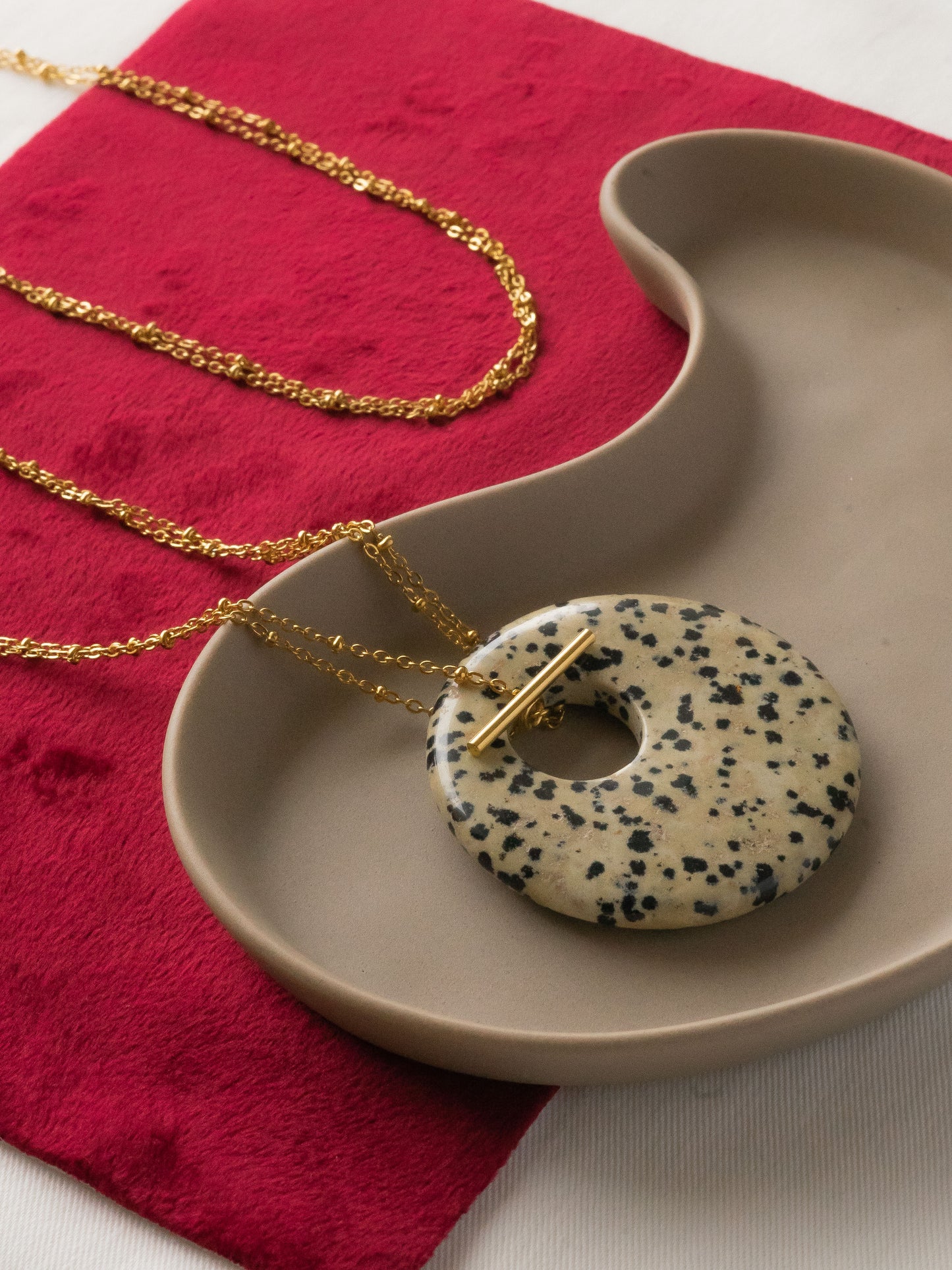 Collier sautoir Rowan - Jaspe dalmatien