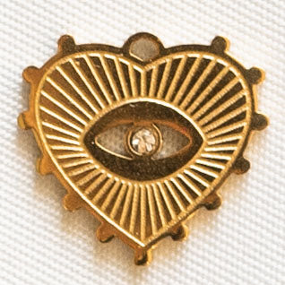 Charms coeur strié avec strass