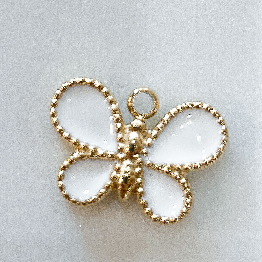 Charms Papillon émail blanc