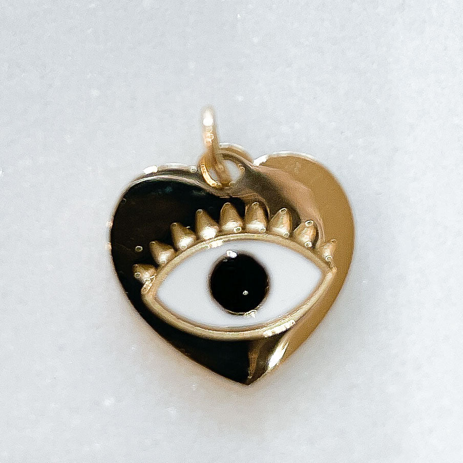 Charms Coeur émail blanc & noir