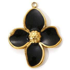 Charms Fleur - Email Noir