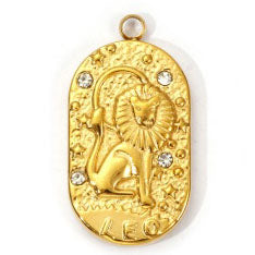 Charms médaille Lion Astro Strass Blanc