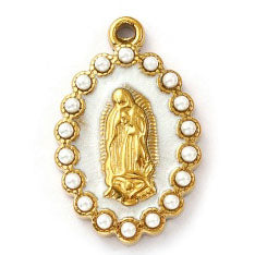 Charms Vierge Marie Strass - Email Blanc