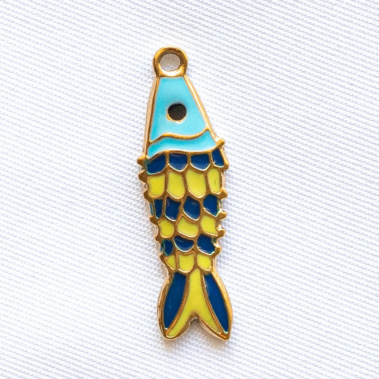 Charms Poisson émail bleu & vert
