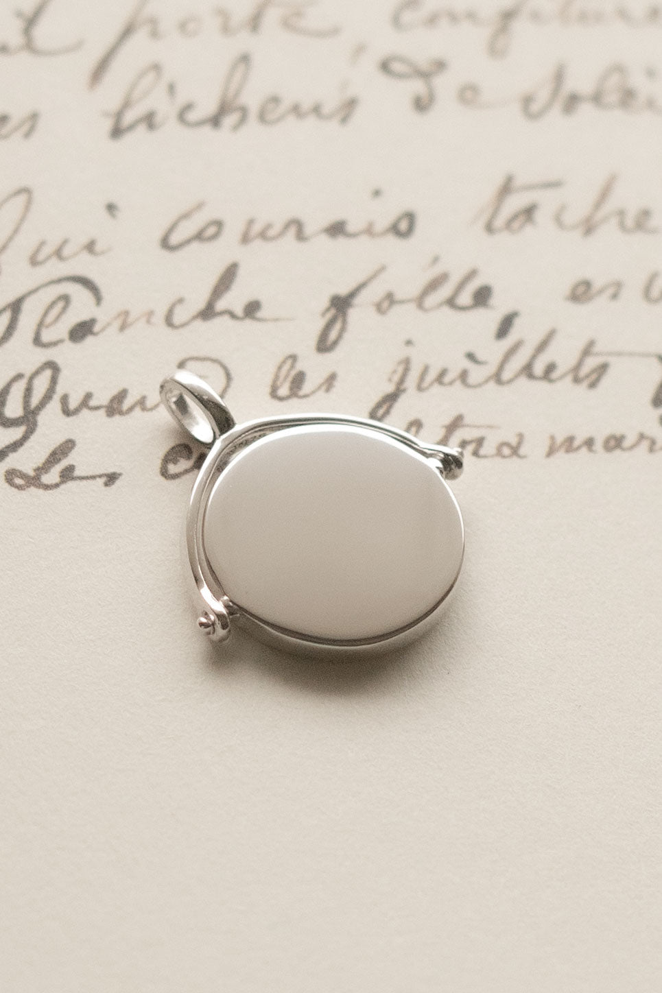 Médaille à graver réversible Laure - Argent & Nacre