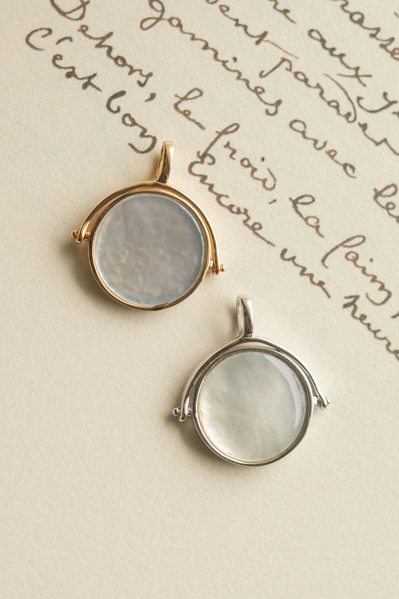 Médaille à graver réversible Laure - Argent & Nacre