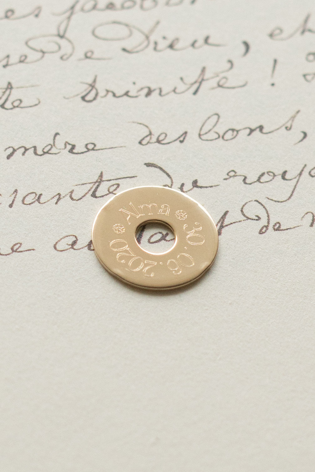 Médaille à graver Béatrice - Plaqué or - 20mm