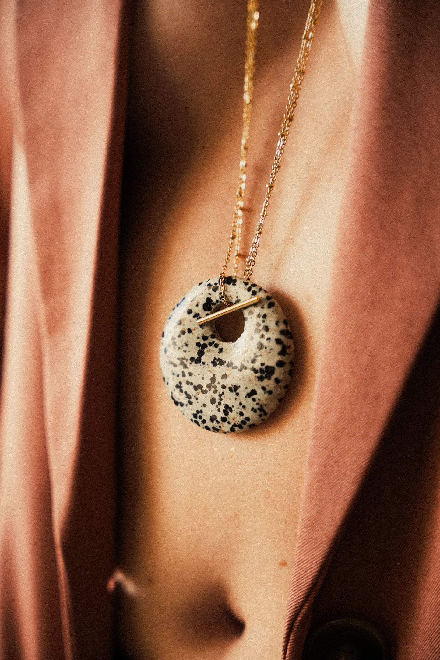 Collier sautoir Rowan - Jaspe dalmatien