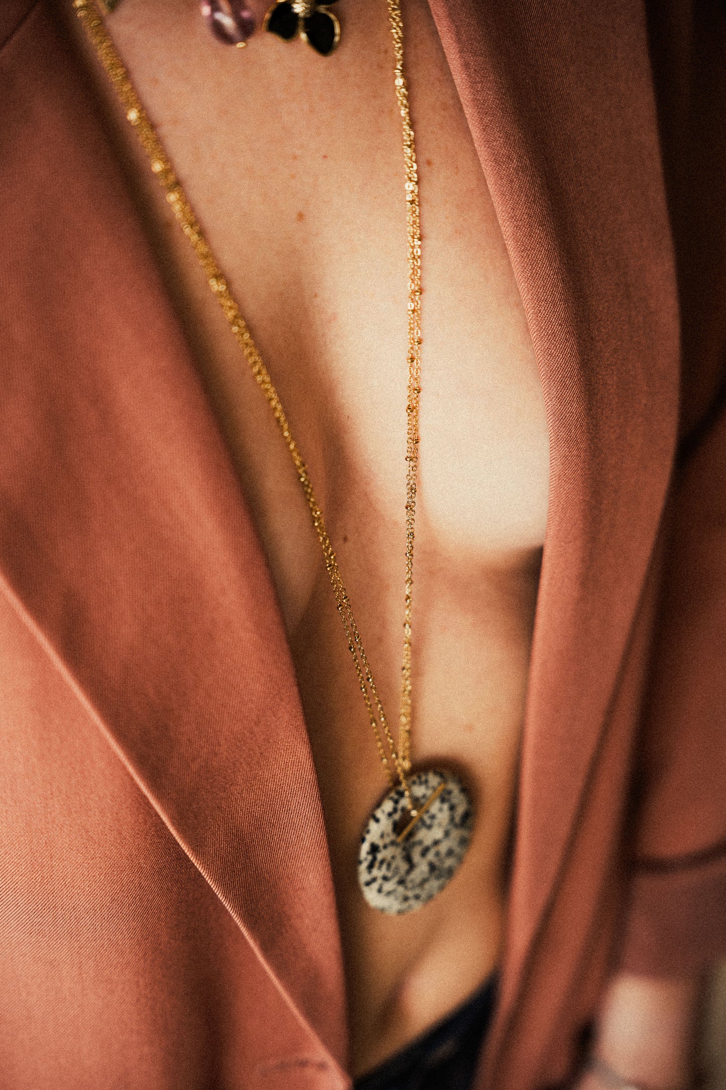 Collier sautoir Rowan - Jaspe dalmatien