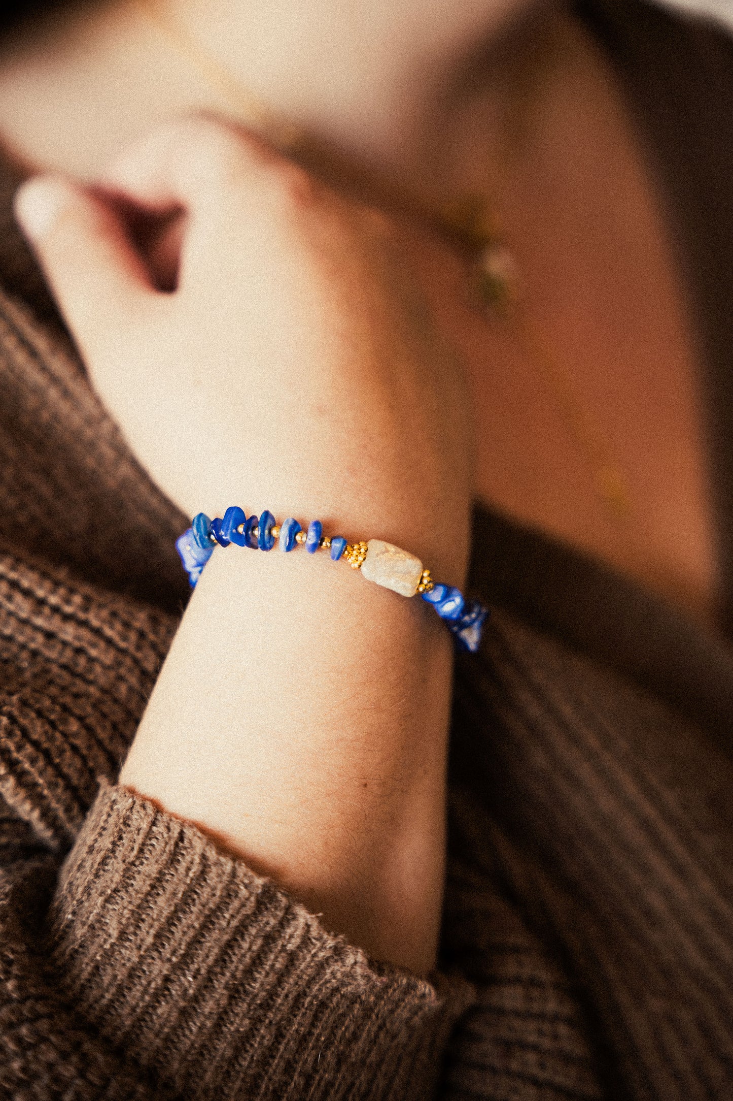 Bracelet Owen - Coquillages bleus et Perles d'eau douce