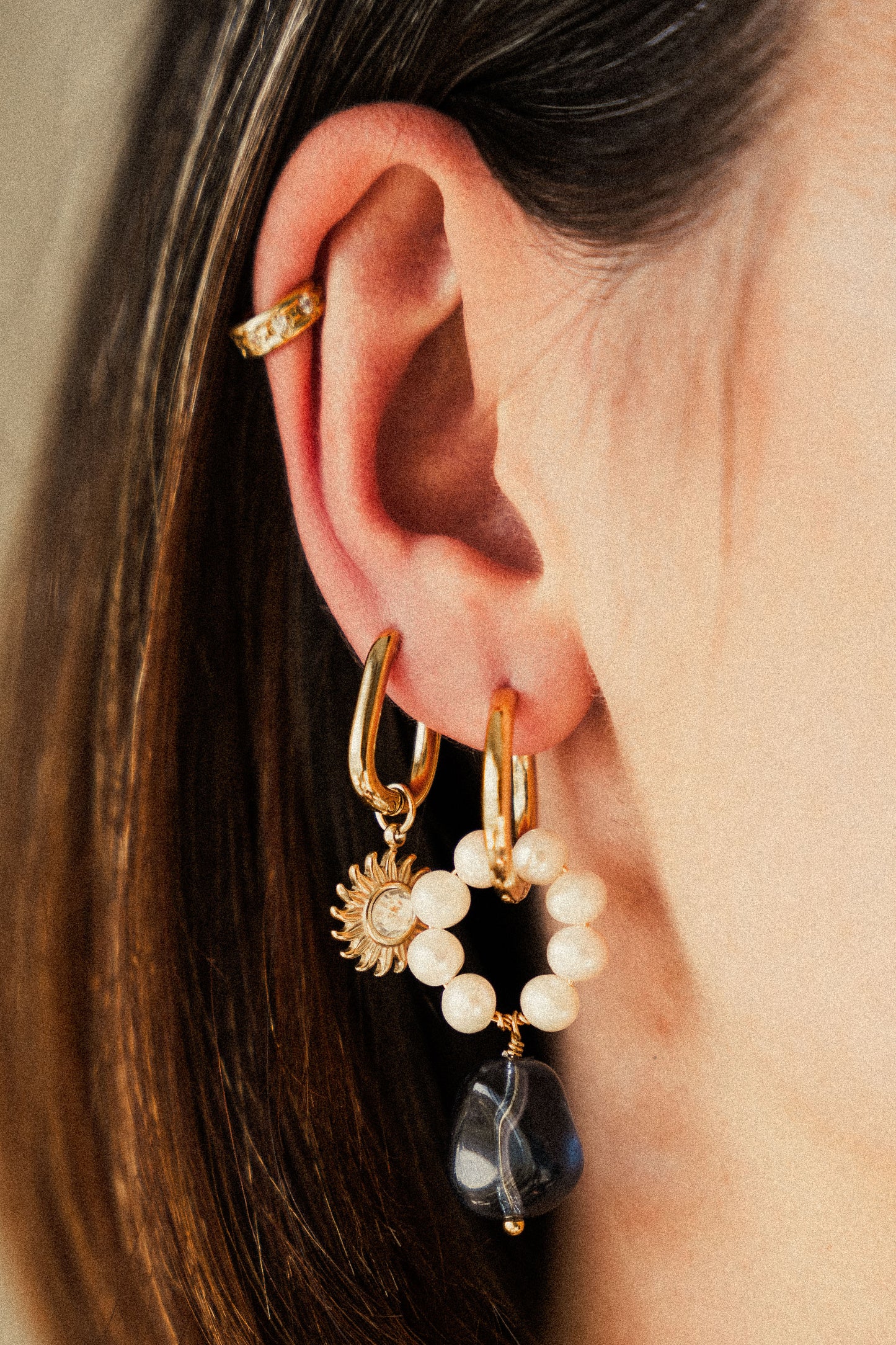 Boucles Abel - Perles d'eau douce & goutte bleue