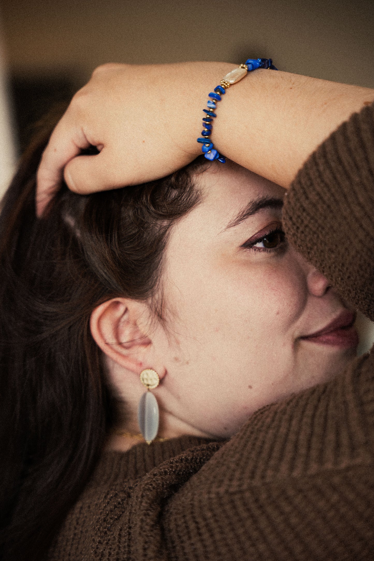 Bracelet Owen - Coquillages bleus et Perles d'eau douce