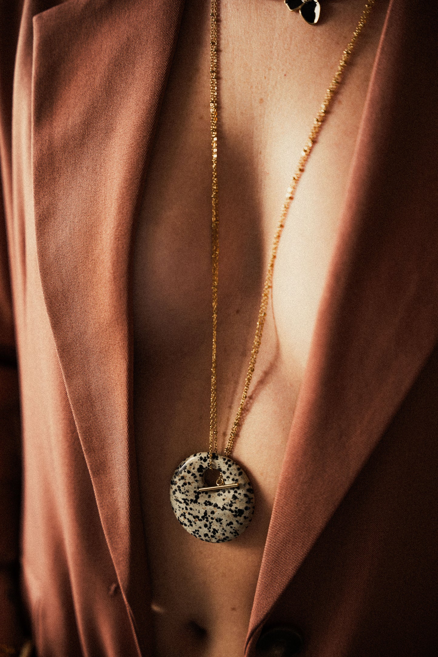 Collier sautoir Rowan - Jaspe dalmatien