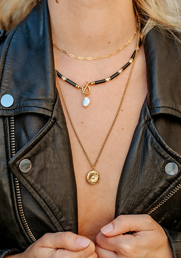 Collier Clara - Agathe noire & Perles d’eau douce