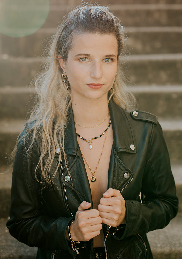 Collier Clara - Agathe noire & Perles d’eau douce