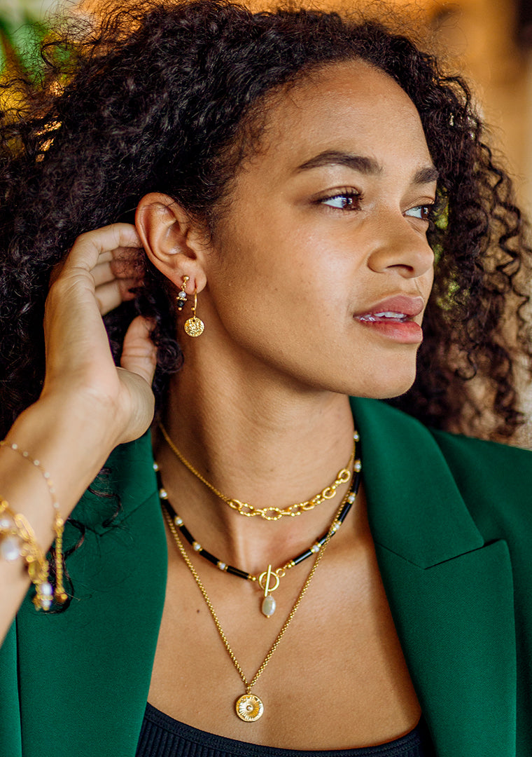 Collier Clara - Agathe noire & Perles d’eau douce