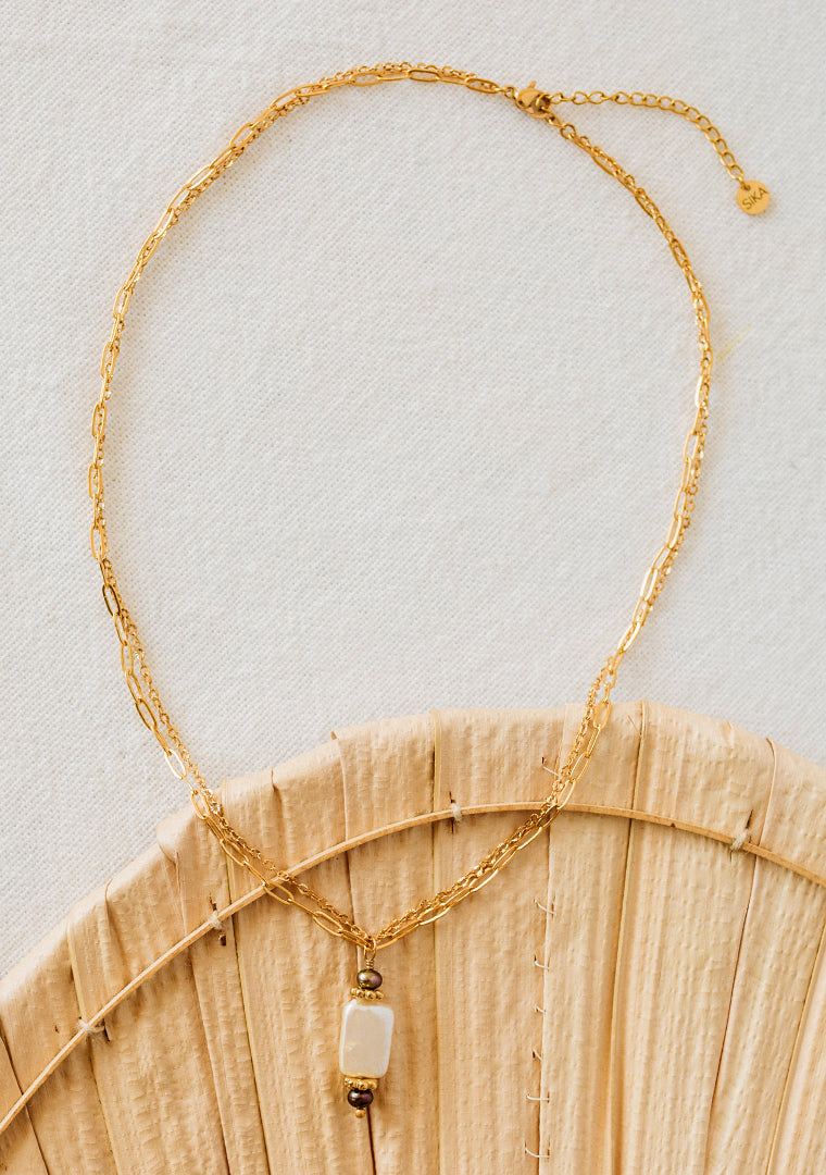 Collier Horia - Perles d’eau douce blanche & grises