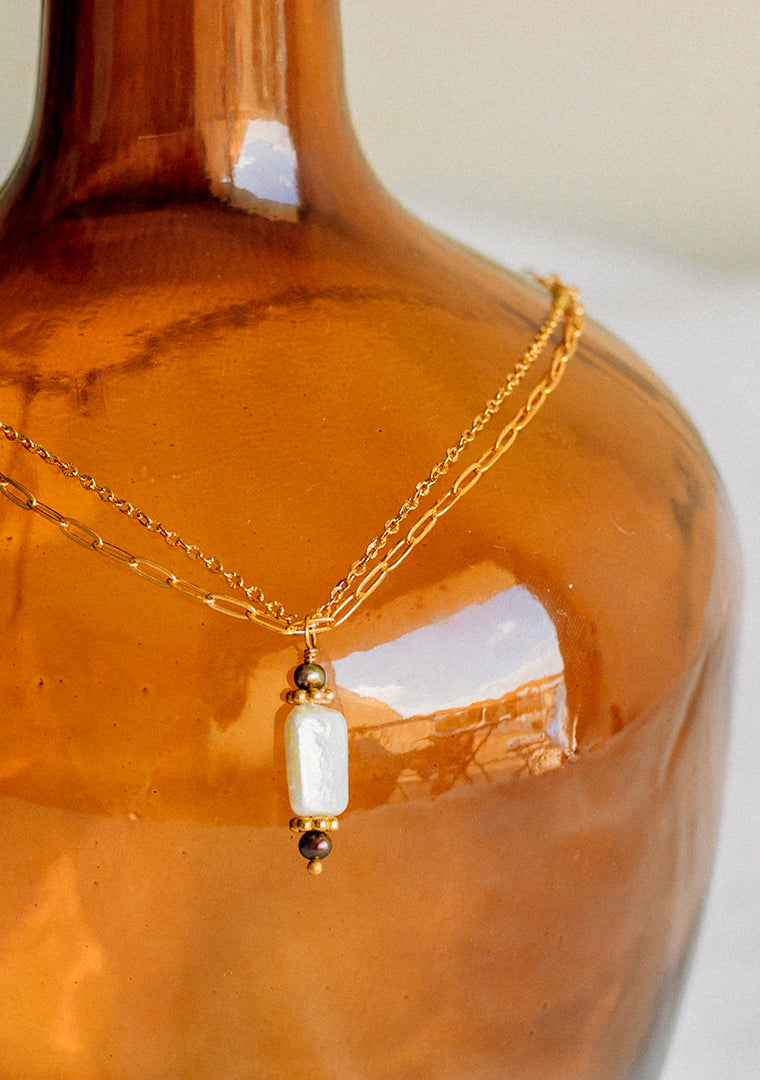 Collier Horia - Perles d’eau douce blanche & grises