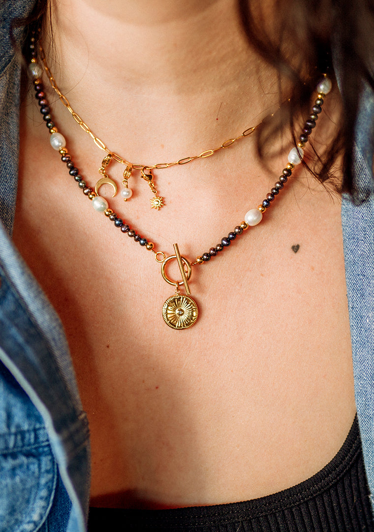 Collier Masha - Perles d’eau douce grises