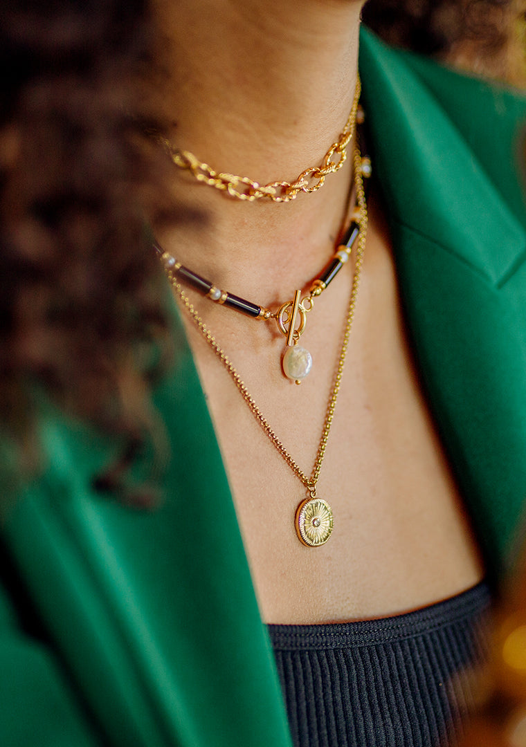 Collier Clara - Agathe noire & Perles d’eau douce