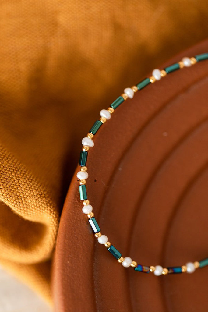 Bracelet Catalina - Hématites kaki & Perles d’eau douce