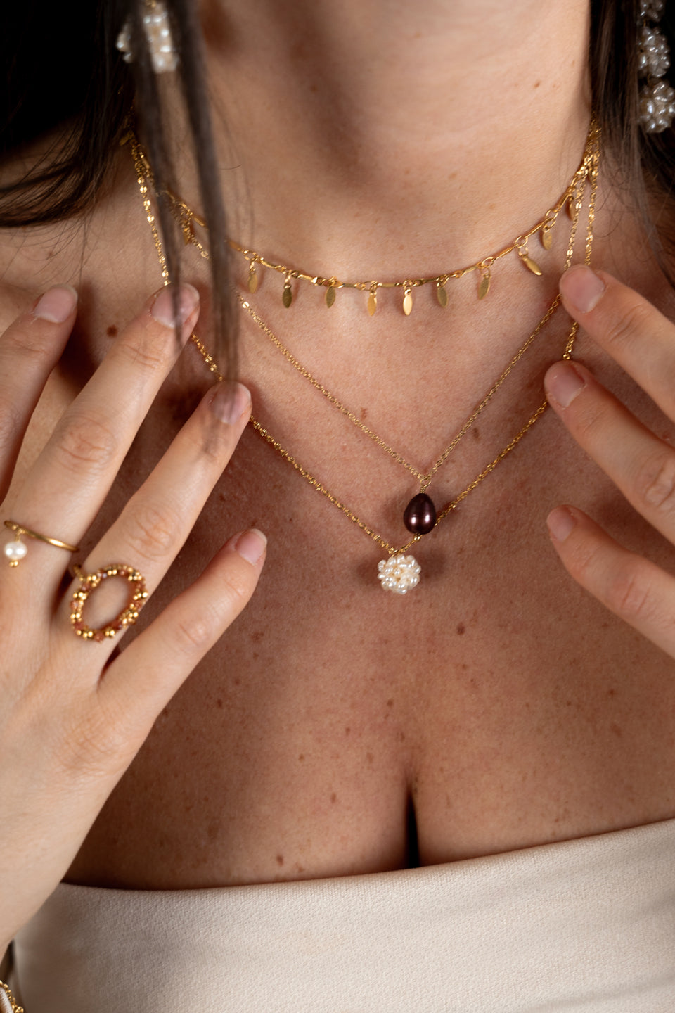 Collier Tina - Perle d’eau douce bordeaux