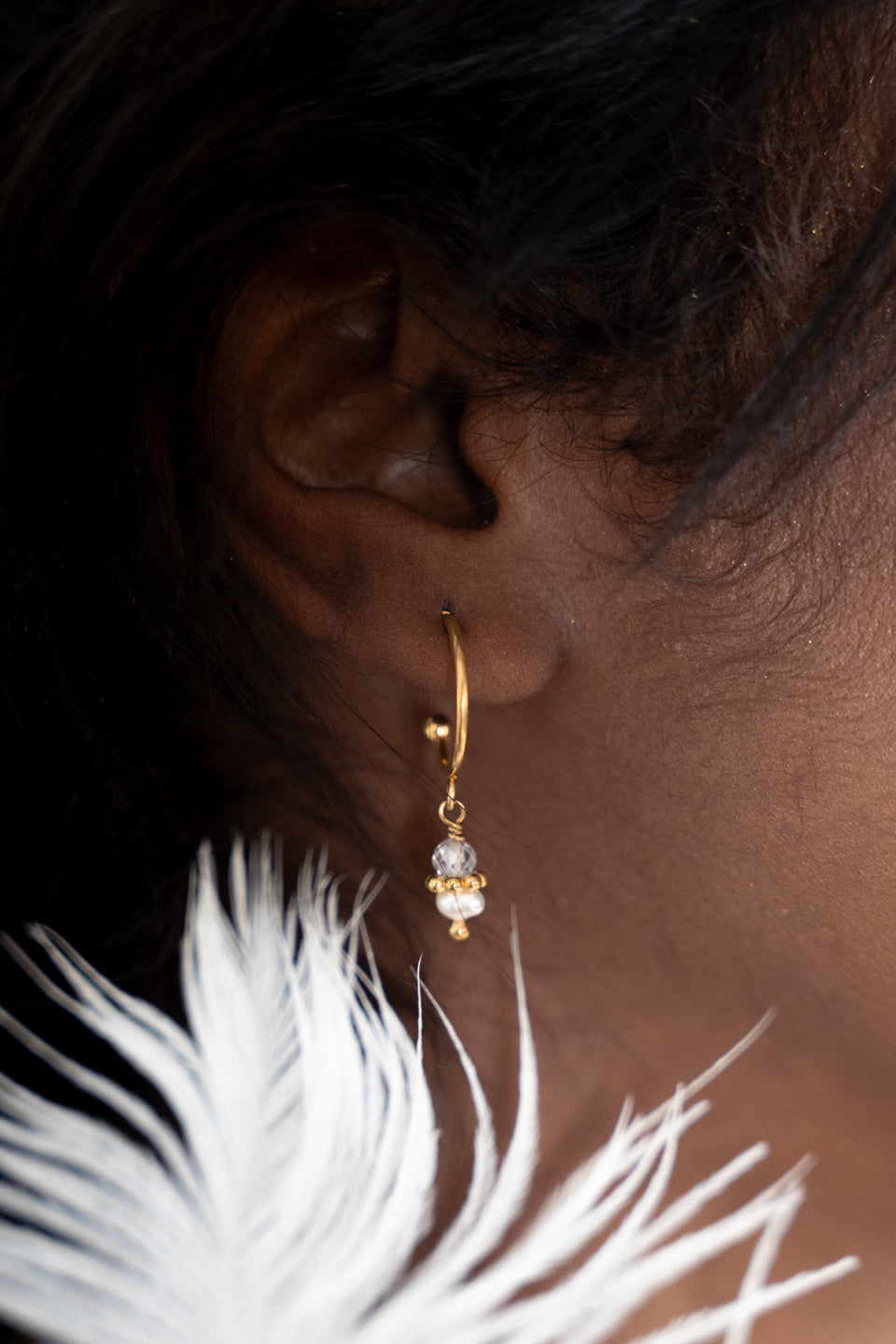 Mini créoles Tisha - Zircon & Perle d’eau douce