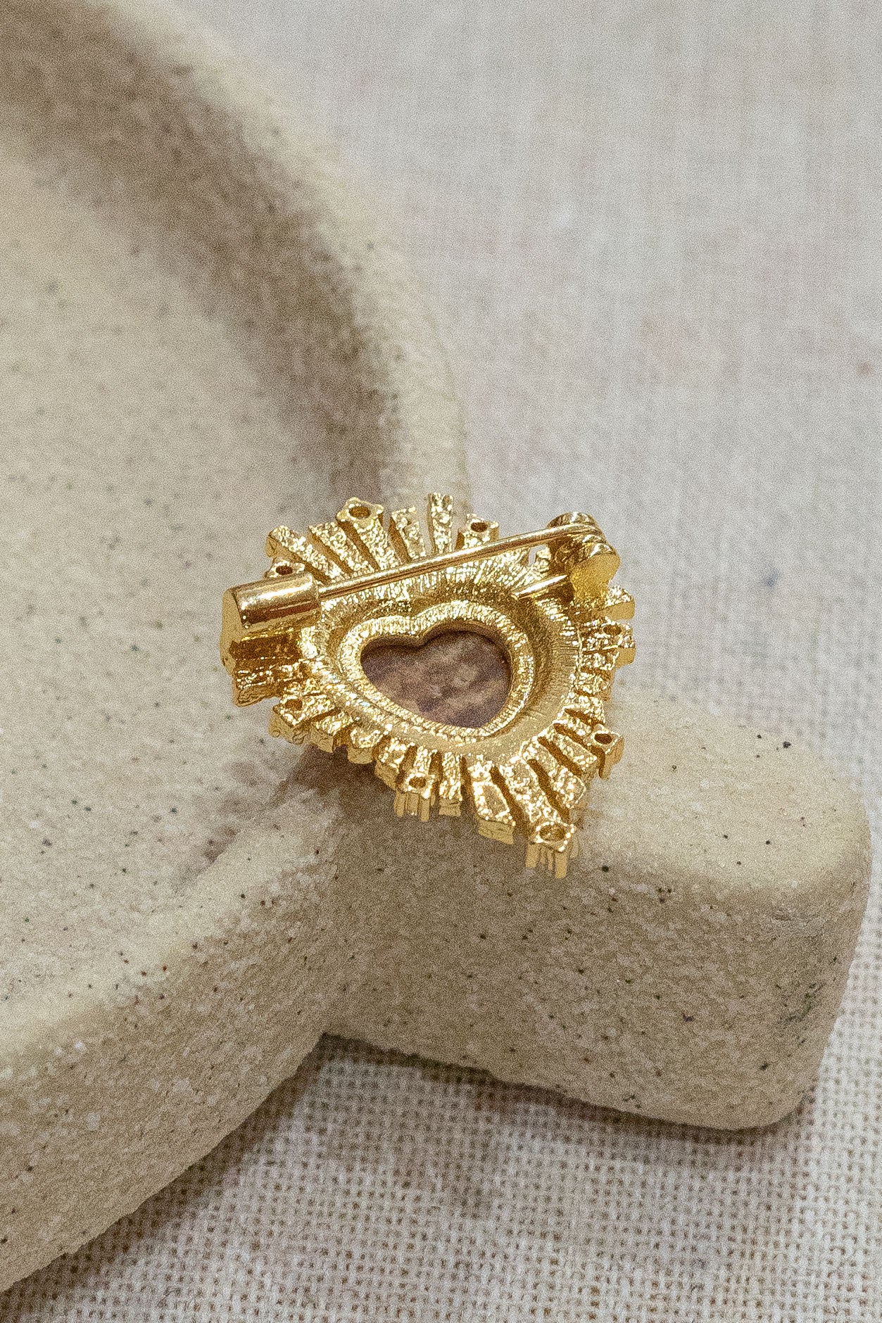 Broche Corazon - Beige & Rose