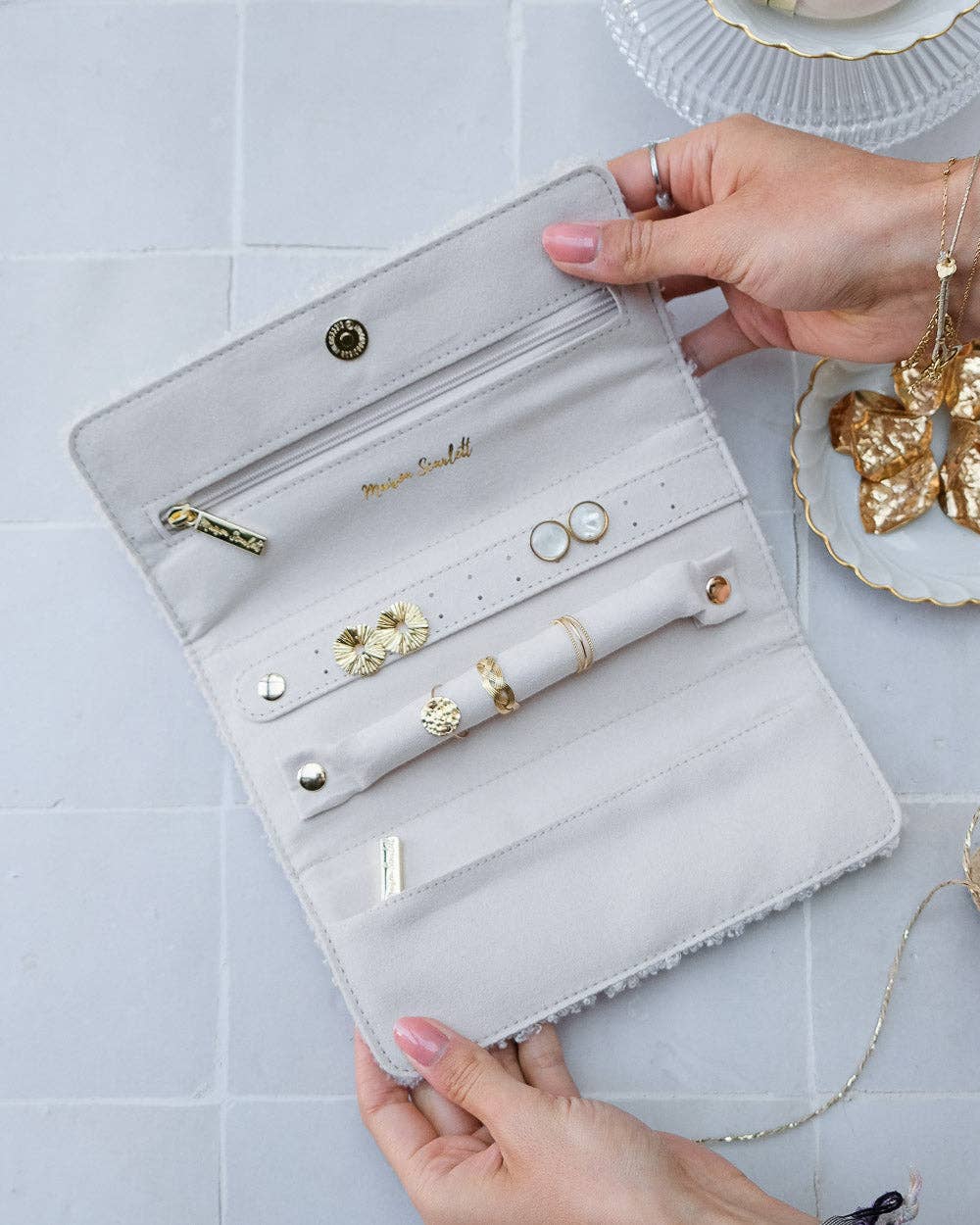 Pochette à bijoux Catherine - Moumoute Blanc