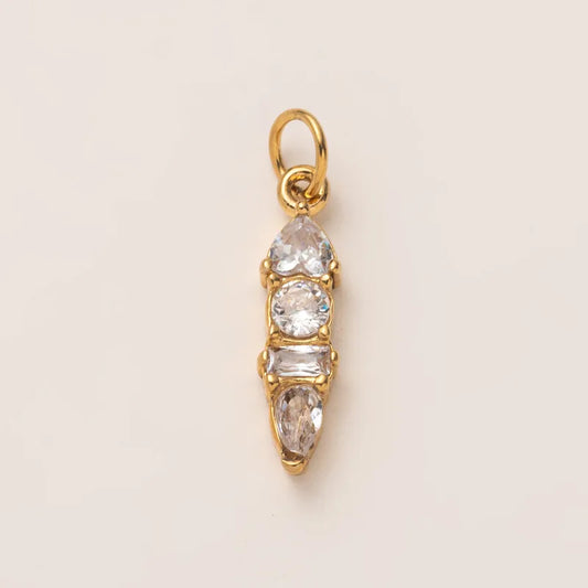 Charms Pendentif Barre - Strass Blanc
