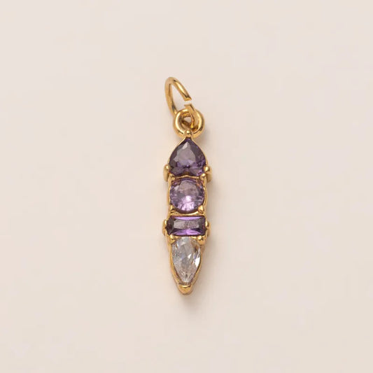 Charms Pendentif Barre - Strass Violet