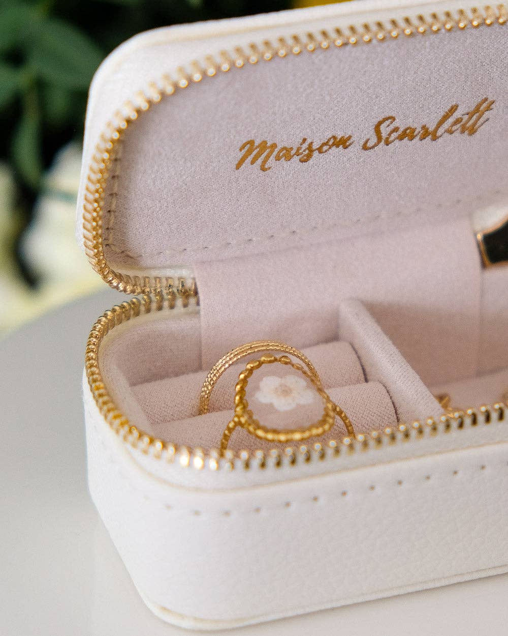 Boîte à bijoux Marie - Effet cuir Beige
