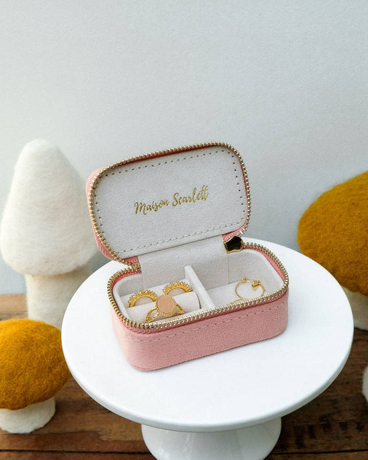 Mini boîte à bijoux de voyage Marie - Velours Rose