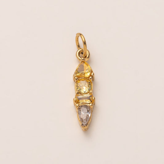Charms Pendentif Barre - Strass Jaune