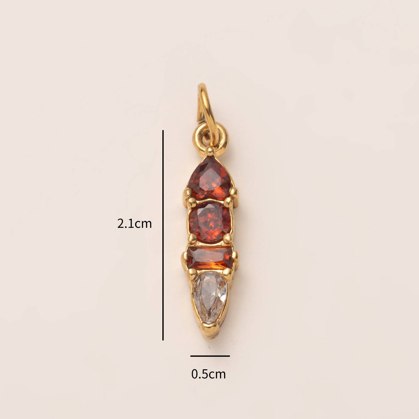 Charms Pendentif Barre - Strass Rouge Orange