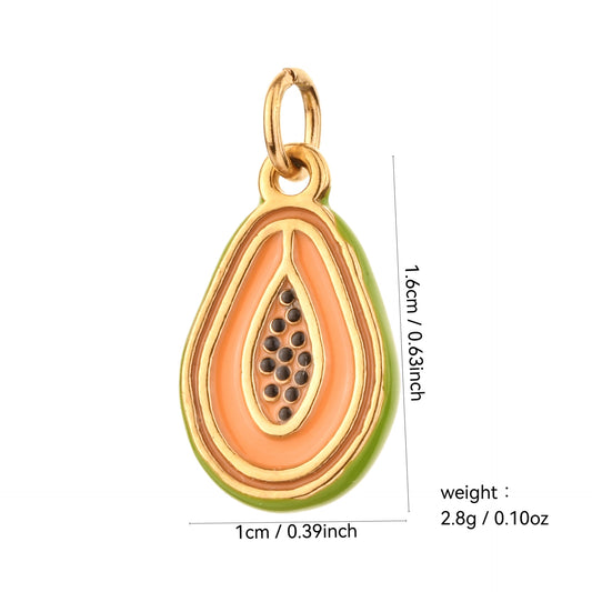 Charms Fruit Papaye - Emaille Orange vert